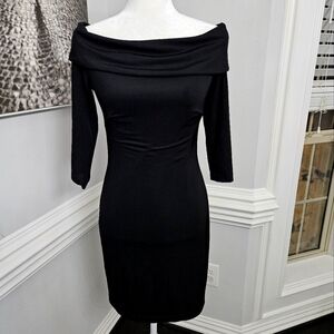 Vintage Tadashi Shoji little black dress off shoulder xs